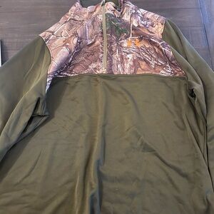 Under Armour Dark Olive Green Fleece Quarter-Zip Pullover